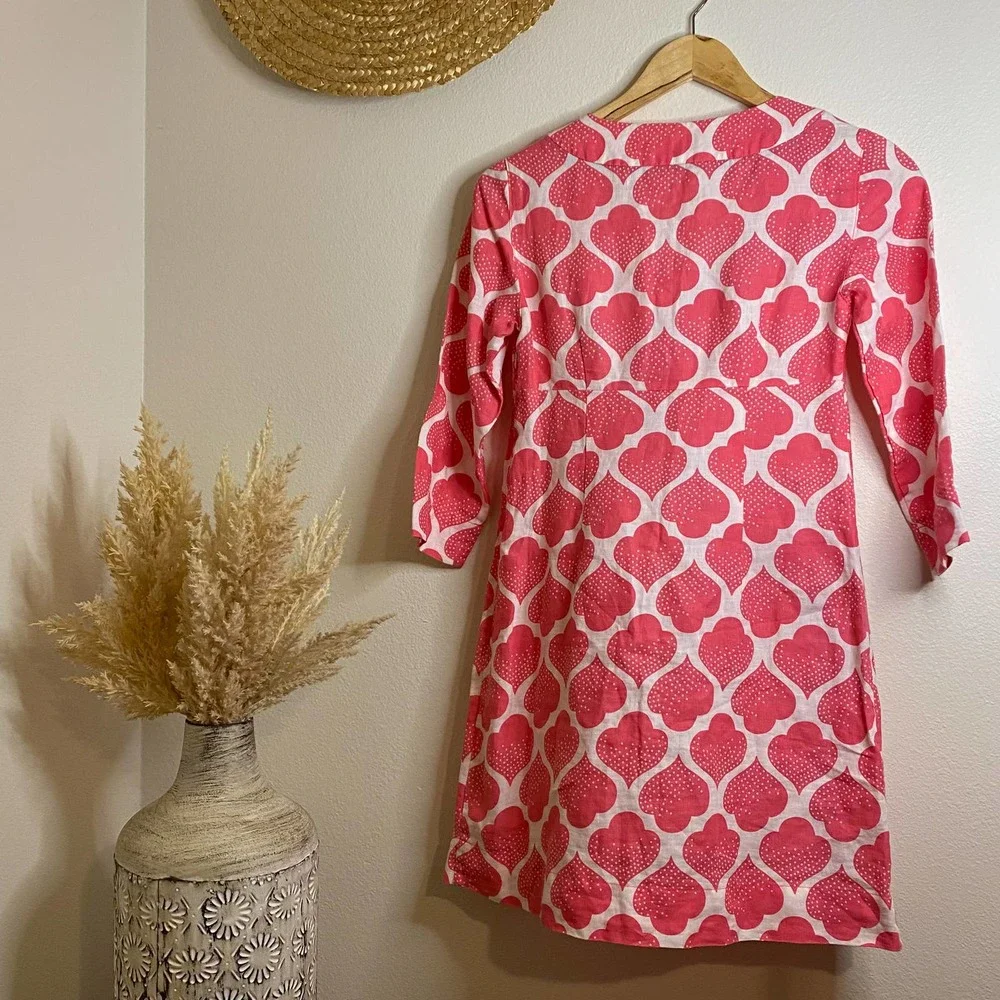 NEW Boden Ikat Pink Linen Dress, NWT - Picture 4 of 7